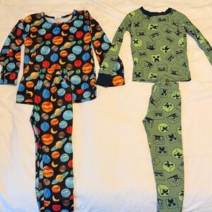 Planet and Minecraft Print Kids Pajamas Set